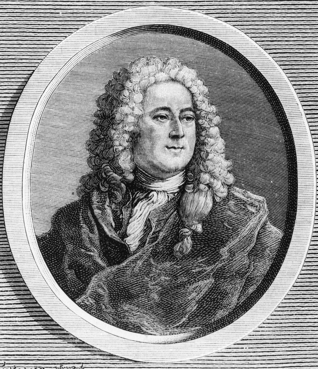 Porträtt av John Law (1671 - 1729), skotsk finansiell som orsakade konkurs 1720 (Event of the Rue Quincampoix) - i "La France juive" av Edouard Drumont. av Unknown artist