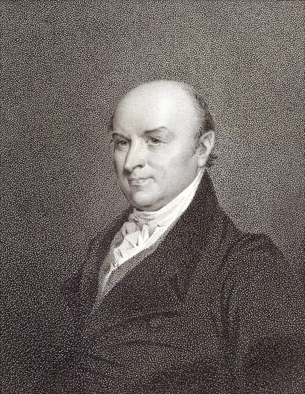 Porträtt av John Quincy Adams (1767 - 1848), son till president John Adams och USA:s president (1825 - 1829). Gravyr sd. 1800-talet. av Unknown artist