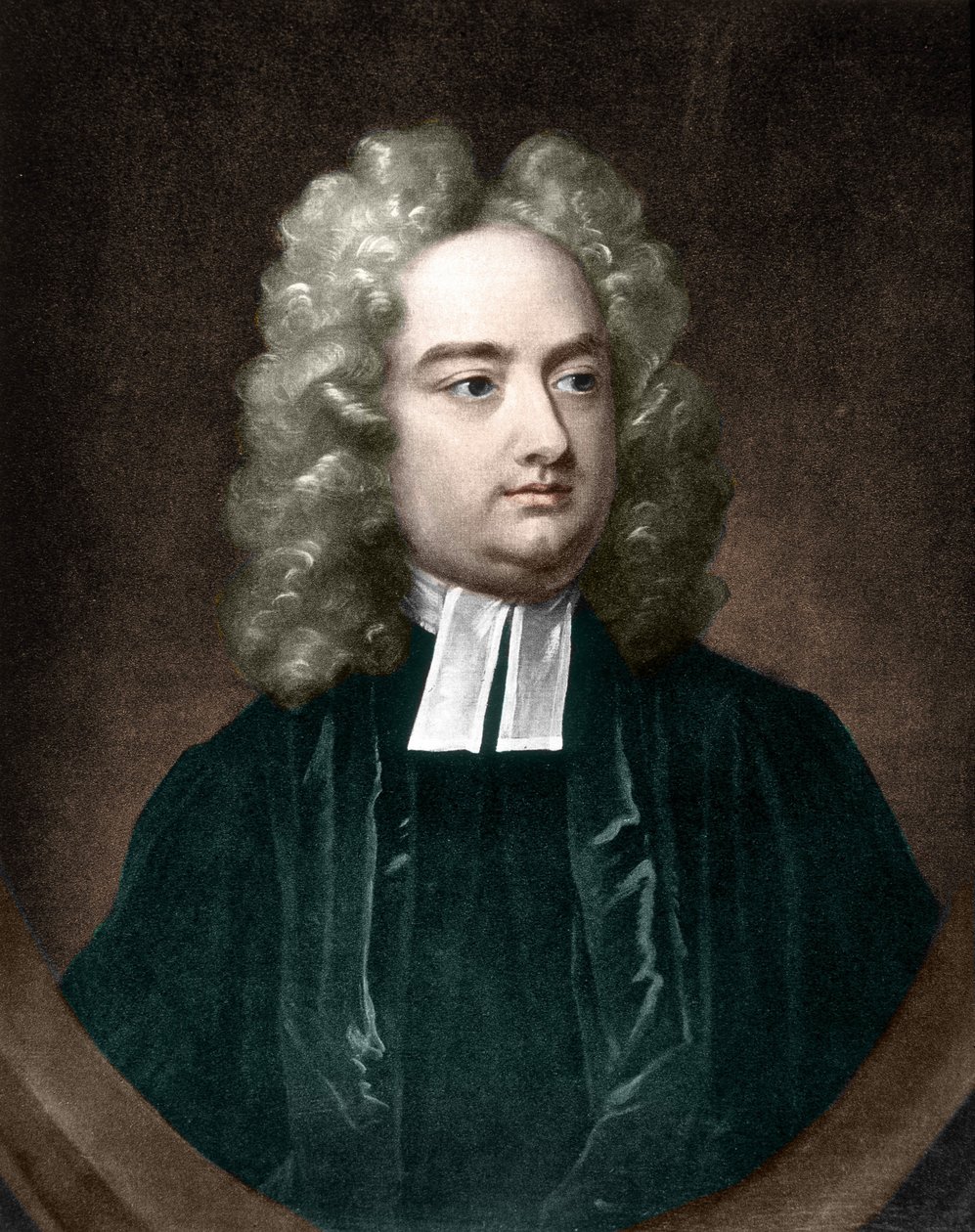Porträtt av Jonathan Swift. Irländsk författare (1667 till 1745). av Unknown artist