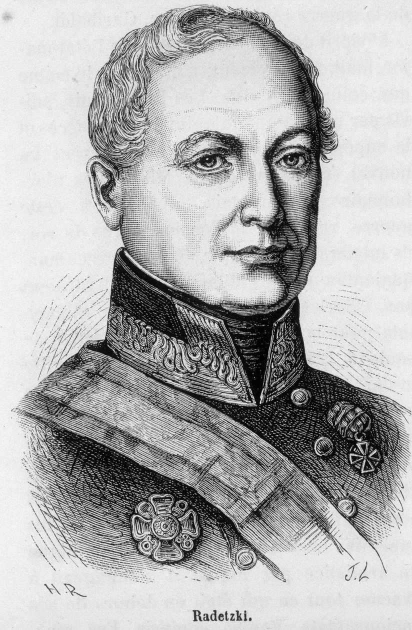 Porträtt av Joseph Wenzel Radetzky von Radetz, österrikisk marechal (1766-1858). av Unknown artist