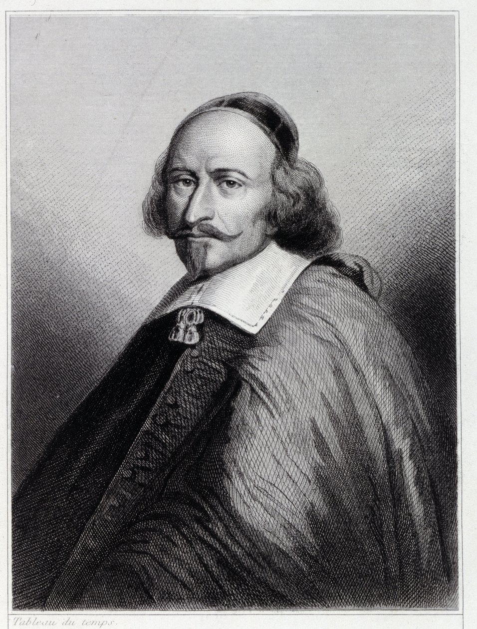Porträtt av Jules Mazarin (Giulio Raimondo Mazzarino eller Mazarino) (1602-1661), fransk kardinal och politiker - i "Fransmännens historia"" av Lavallée, gravyr, sd. av Unknown artist