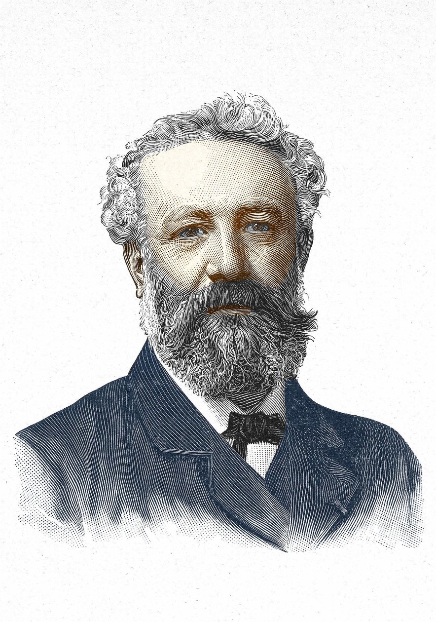 Porträtt av Jules Verne. 1800-talsgravyr. av Unknown artist
