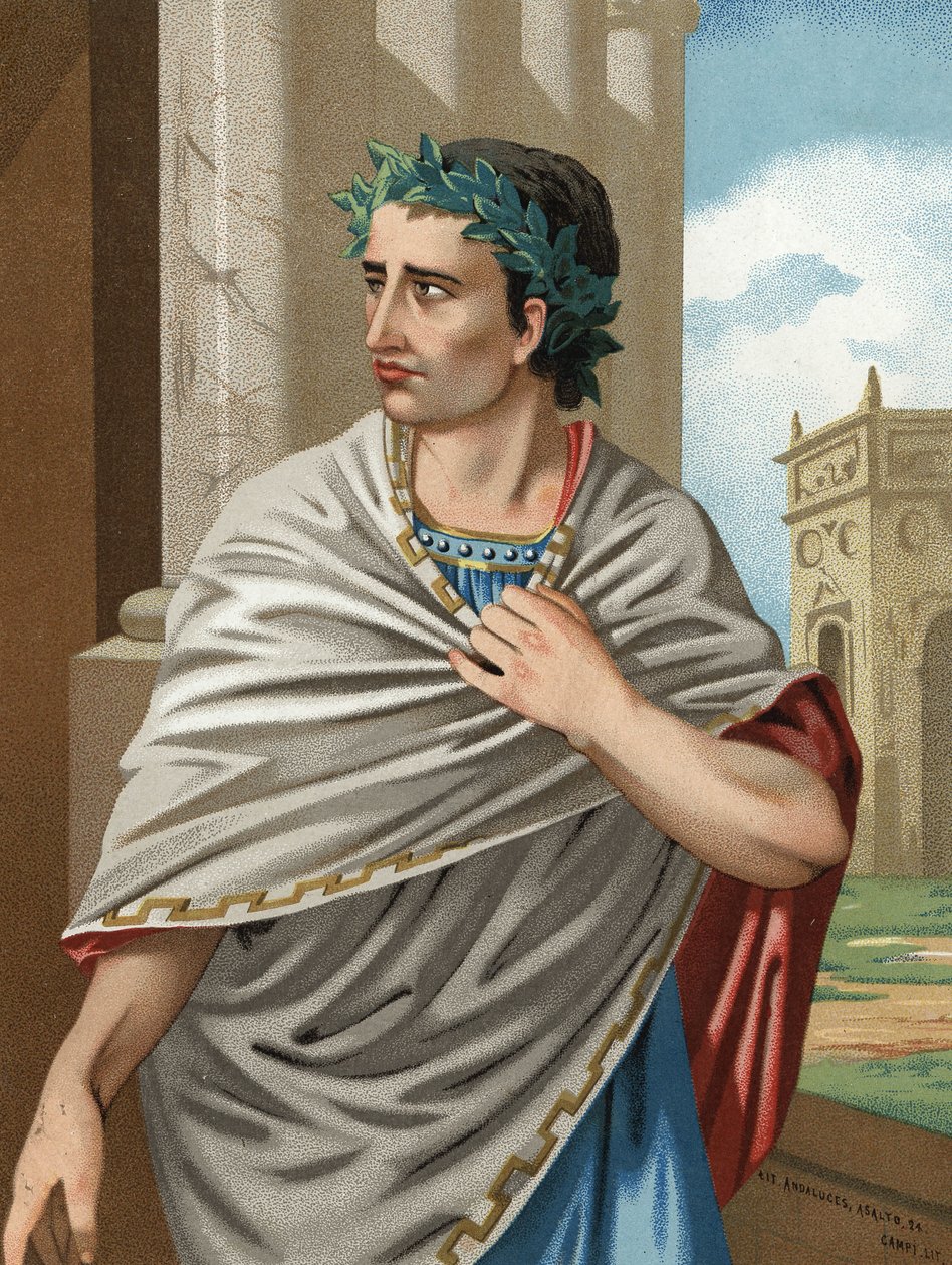 Porträtt av Julius Caesar på latin Caius Julius Caesar statsman och romersk general (Rom, v. 101 till Id., 44 f.Kr.). Barcelona 1877. av Unknown artist