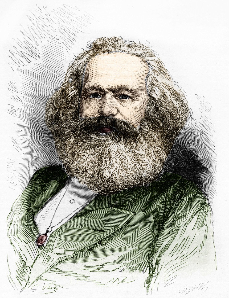 Porträtt av Karl Marx (1818-1883), socialismens teoretiker och tysk revolutionär. av Unknown artist