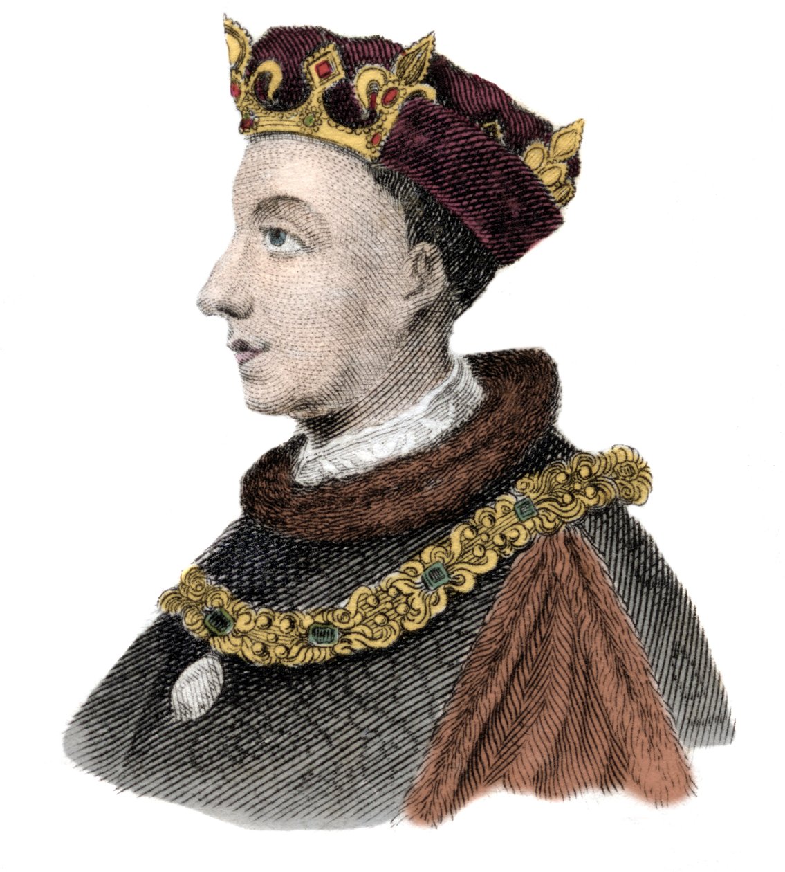 Porträtt av kung Henrik V av England (1387-1422). av Unknown artist