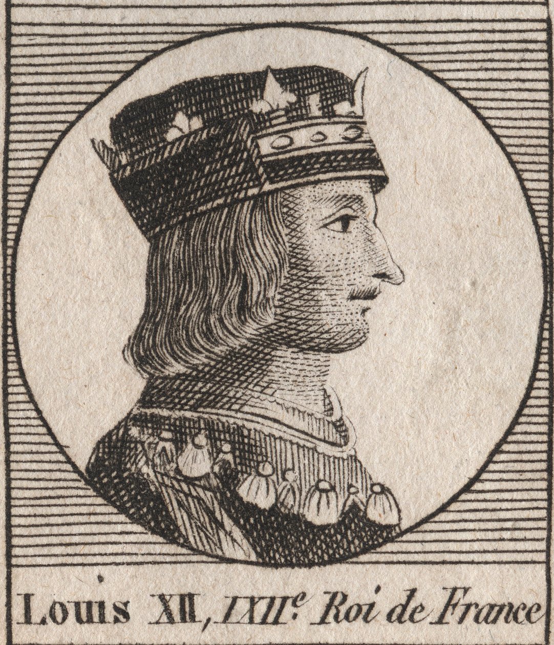 Porträtt av kung Ludvig XII (1462-1515) - Porträtt av Ludvig XII av Frankrike (1462-1515), kung av Frankrike - gravyr från "Instruction sur l