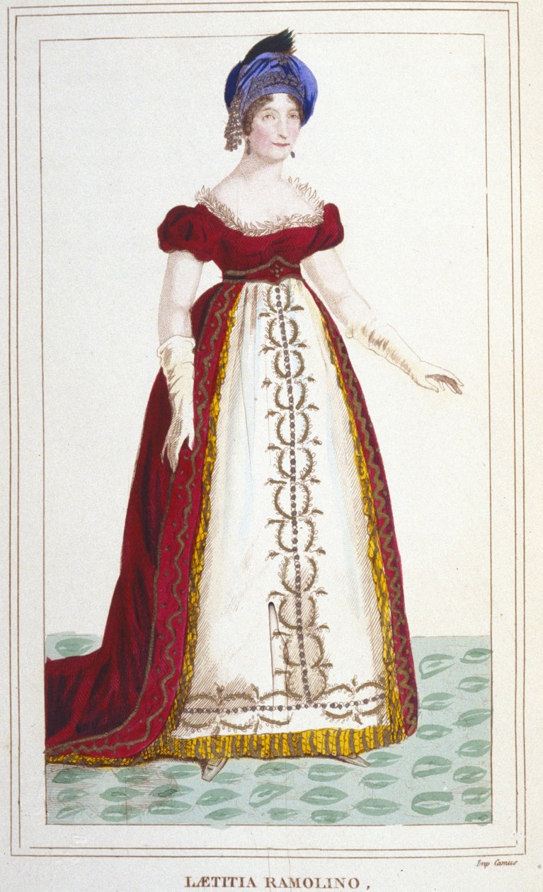 Porträtt av Laetitia Bonaparte (Letizia Maria Ramolino) (1750-1836), mor till Napoleon 1:a. gravyr från 1830 av Unknown artist