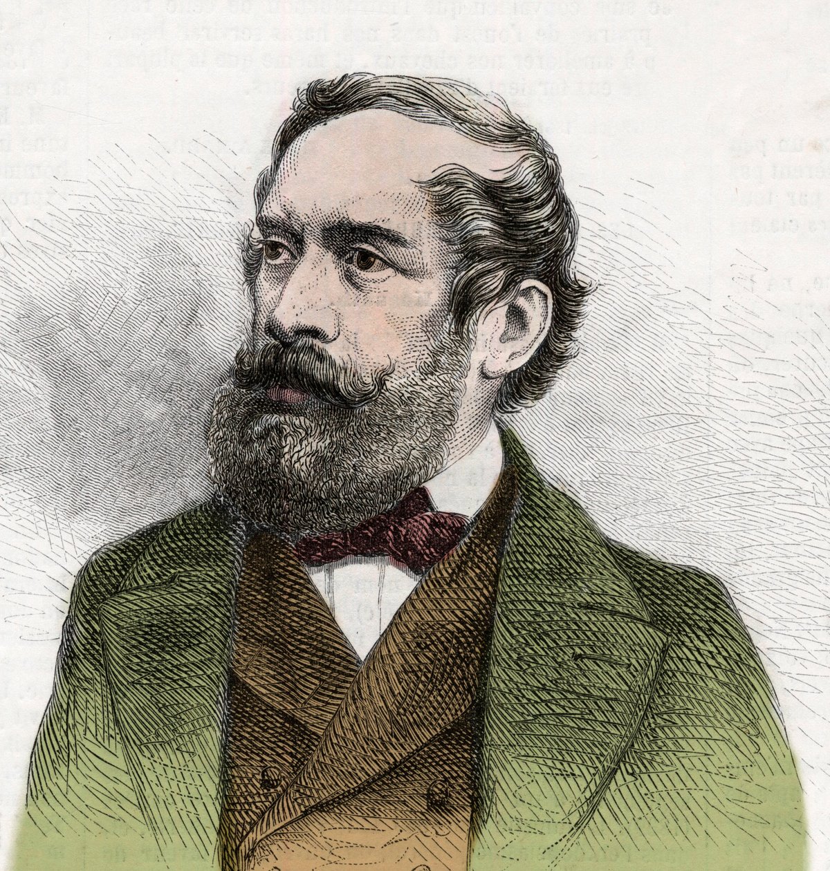 Porträtt av Lajos Kossuth (1802-1894), ungersk politiker - Gravyr från "The Illustrous World" av Unknown artist