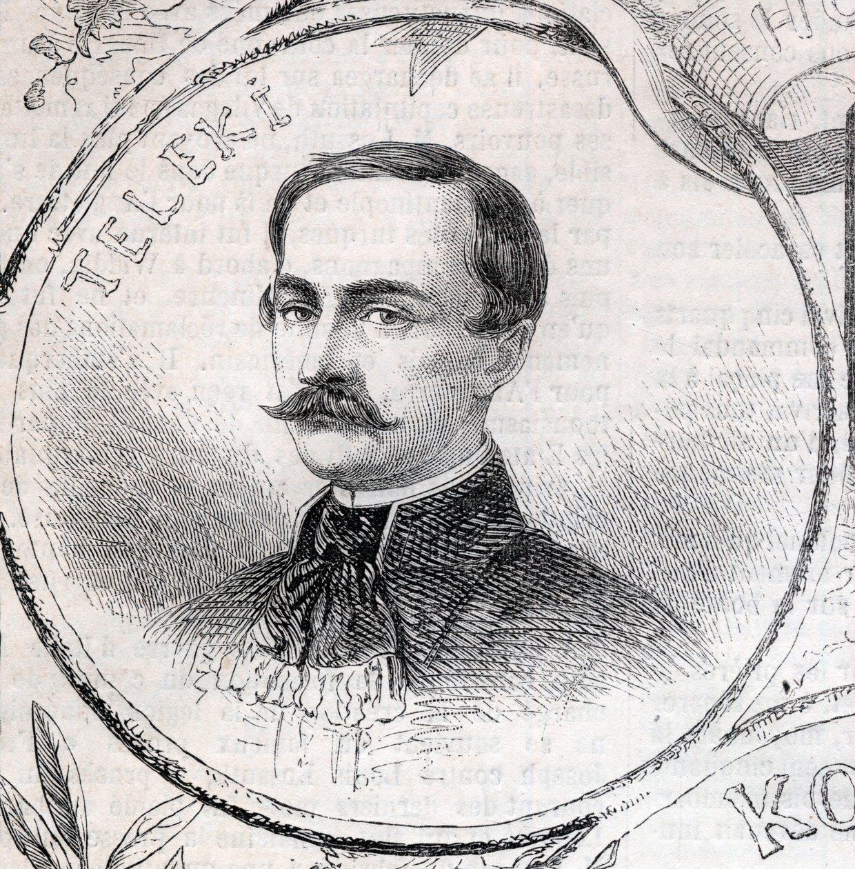 Porträtt av Laszlo Teleki (1811-1861), ungersk författare och politiker - gravyr i "" The Illustrous World"" av Unknown artist