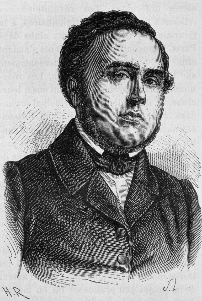 Porträtt av Ledru-Rollin (1807 - 1874). Gravyr från slutet av 1800-talet i "Histoire de France"" av H. Martin. av Unknown artist