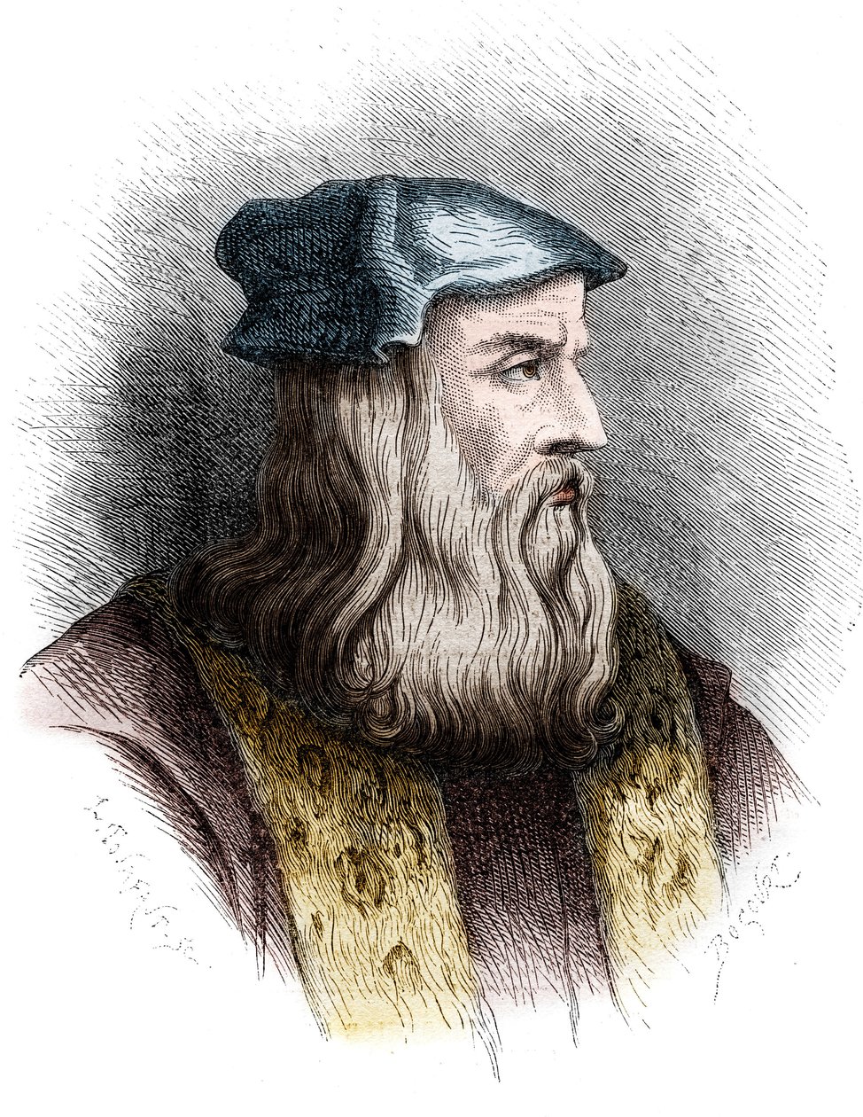 Porträtt av Leonard de Vinci (Leonardo da Vinci) (1452-1519), italiensk målare. av Unknown artist