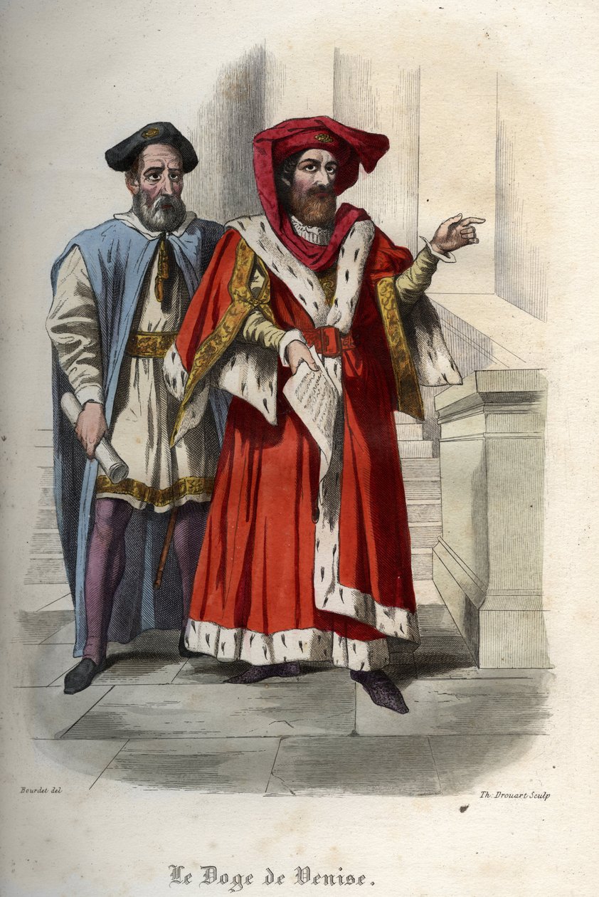 Porträtt av Leonardo Loredan (Loredano) (1436-1521), doge av Republiken Venedig. Gravyr från 1842 i "Histoire des popes"" av Maurice Lachatre. Privat samling. av Unknown artist