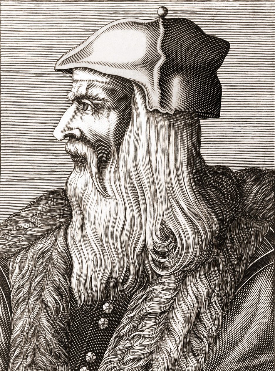 Porträtt av Leonardo da Vinci (Leonardo da Vinci) (1452 - 1519). av Unknown artist