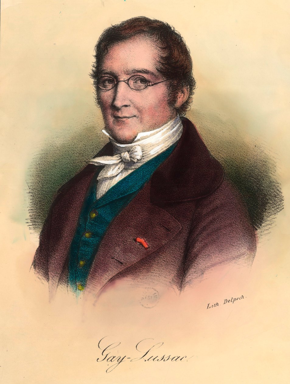 Porträtt av Louis-Joseph Gay-Lussac (Louis Joseph Gay Lussac) (1778 - 1850), fransk kemist och fysiker. Gravyr av 1800-talet. Privat samling. av Unknown artist