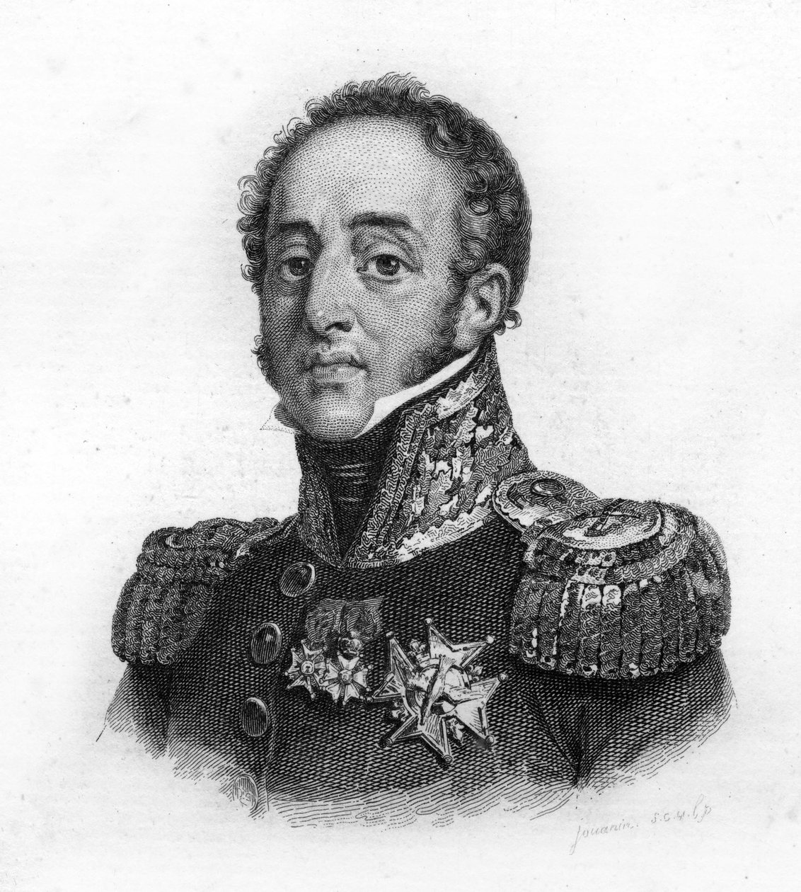 Porträtt av Louis Gabriel (Louis-Gabriel) Suchet (1770-1826), hertig av Albufera, marskalk av Frankrike, gravyr från 1800-talet av Unknown artist