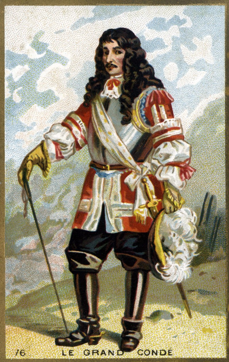 Porträtt av Ludvig II av Bourbon, 4:e prinsen av Condé (Bourbon-Conde), känd som Grand Condé (1621 - 1686). Kromolitografi av 1800-talet. av Unknown artist