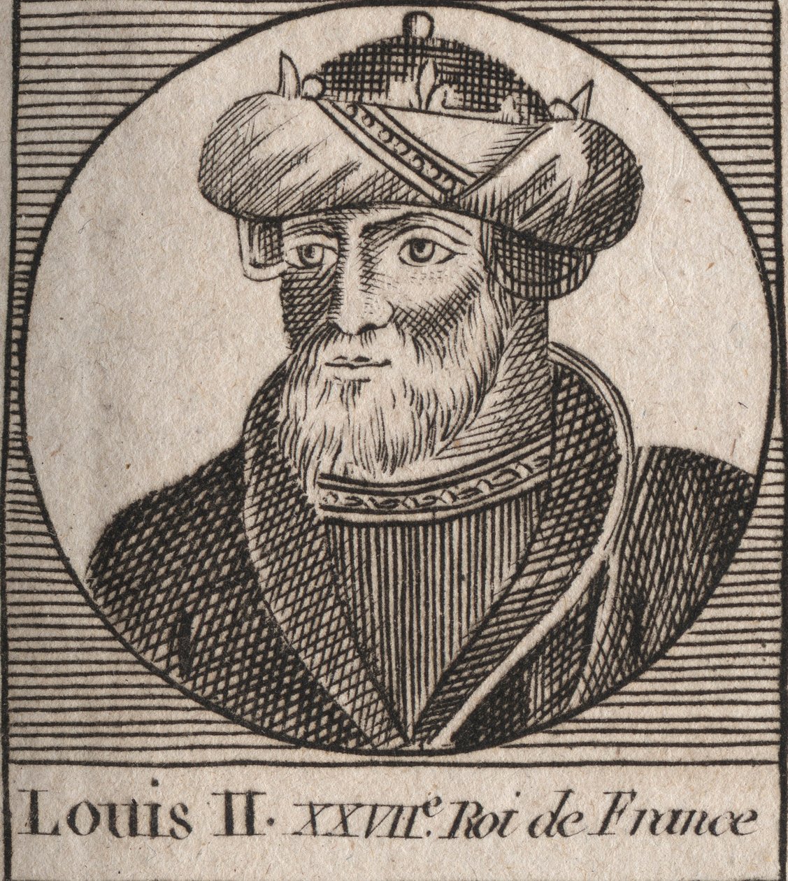 Porträtt av Ludvig II the Begue eller den lata (846 - 879), kung av Francs - Ludvig II Stammeraren 848 till 879 - gravyr från "Instruktion om Frankrikes historia"" av Charles Constant Le Tellier av Unknown artist