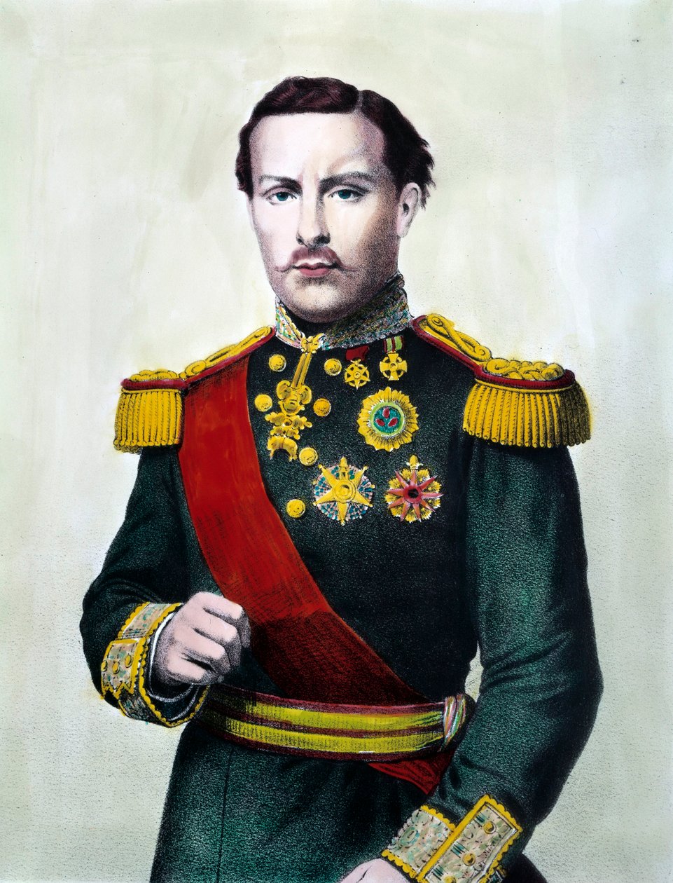 Porträtt av Ludvig I av Portugal (1838-1889) Kung av Portugal Gravyr från 1800-talet Privat samling av Unknown artist