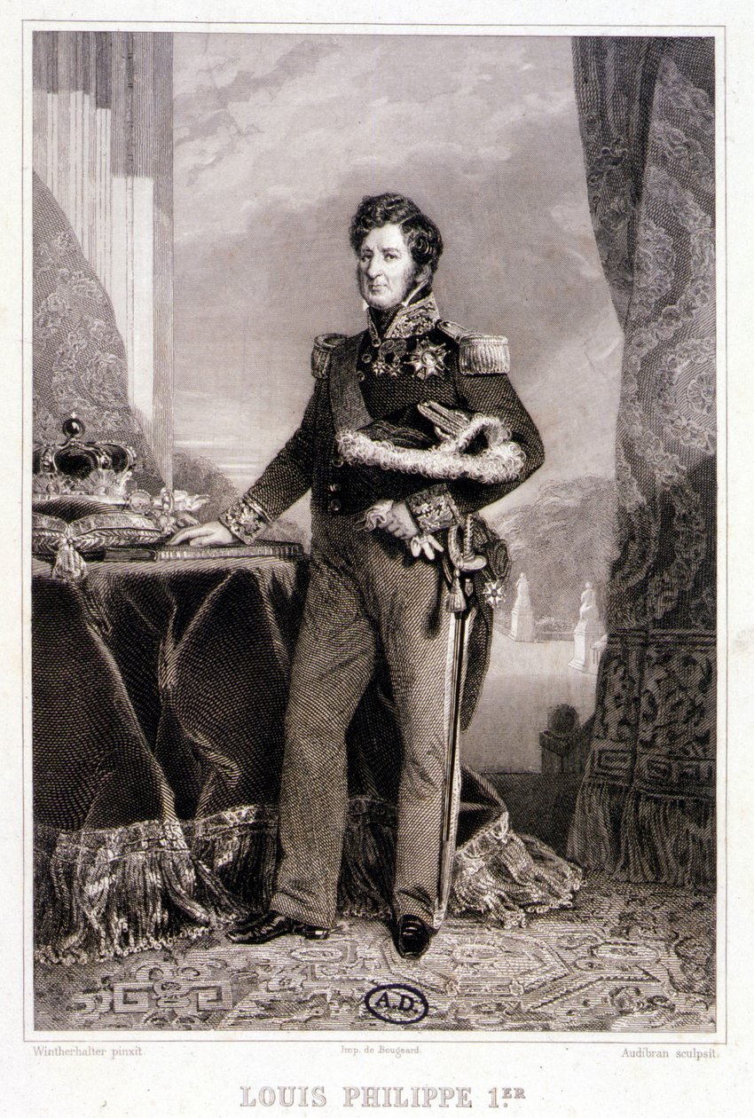 Porträtt av Louis Philippe 1st, kung av fransmännen - gravyr av Unknown artist