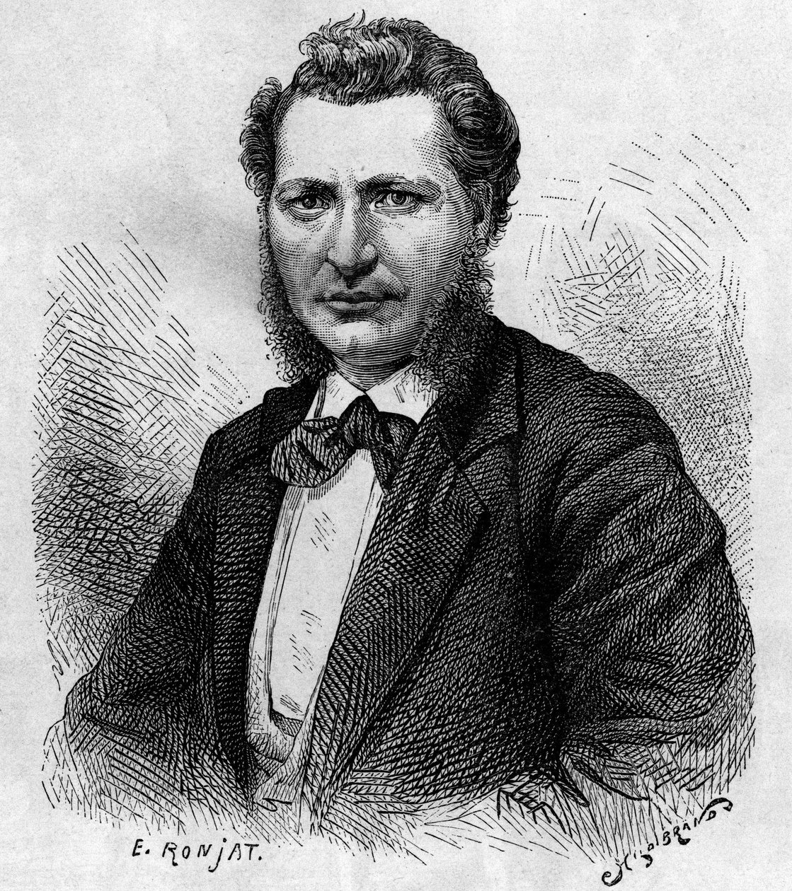 Porträtt av Louis Riel (1844-1885), kanadensisk politiker och Metis-folkets försvarare. Gravyr i "Le journal de la jeunesse"" av Unknown artist