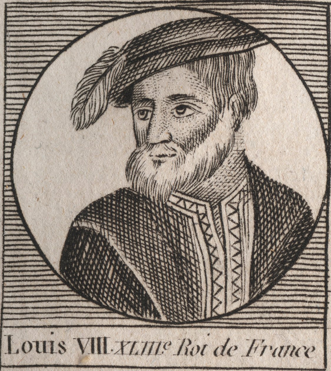 Porträtt av Ludvig VIII (1187-1226) dit le Lejonet, roi de France - Lejonet Ludvig VIII (1187-1226) Frankrikes kung från 1223 till 1226 - gravyr från "Instruction sur l