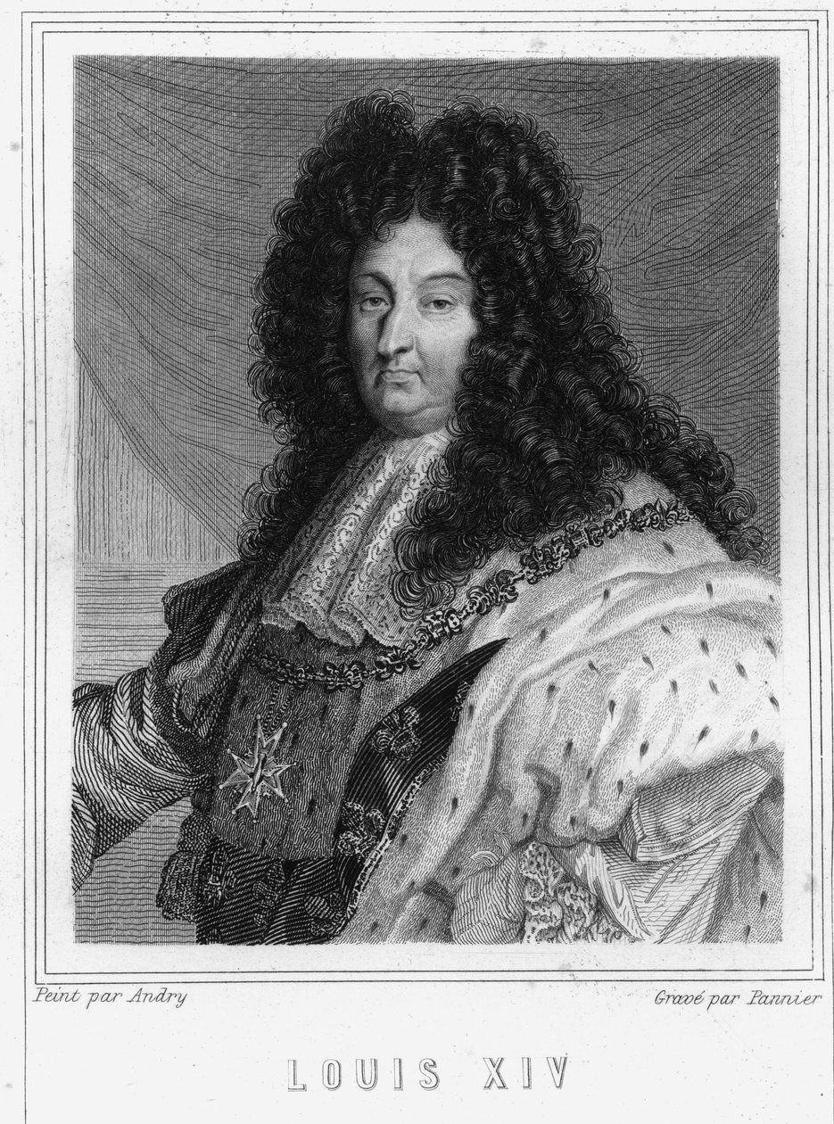 Porträtt av Ludvig XIV (1638 - 1715), kung av Frankrike - i "Histoire des Français"" av Lavallée, gravyr, sd. av Unknown artist