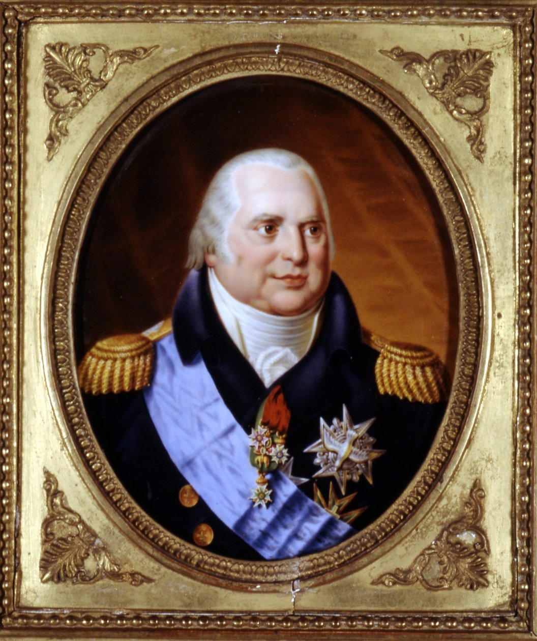 Porträtt av Ludvig XVIII (1755 - 1824). Målning. Privat Coll. av Unknown artist