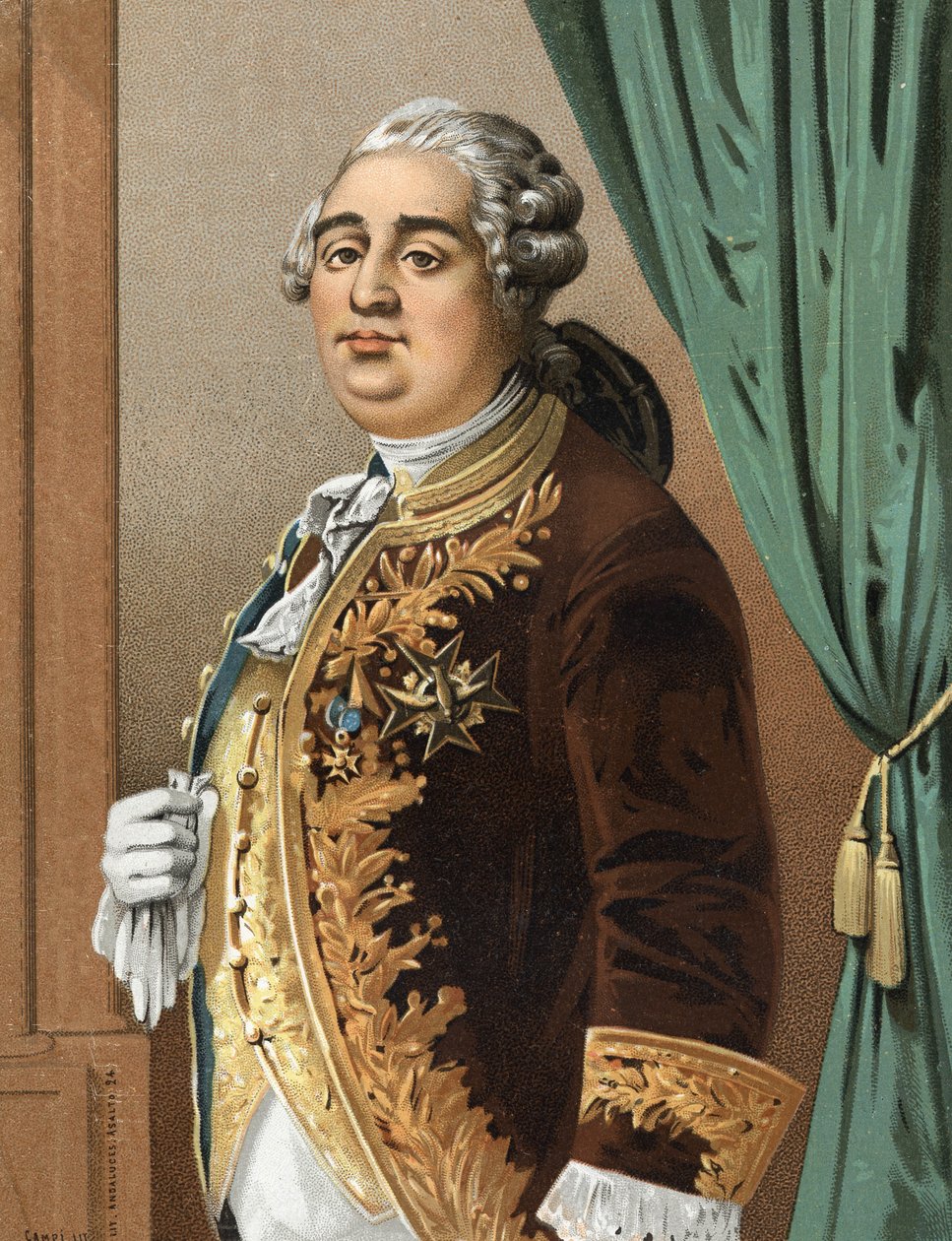 Porträtt av Ludvig XVI (1754 - 1793) kung av Frankrike efter "kändisar, män och kvinnor". Barcelona 1877. av Unknown artist