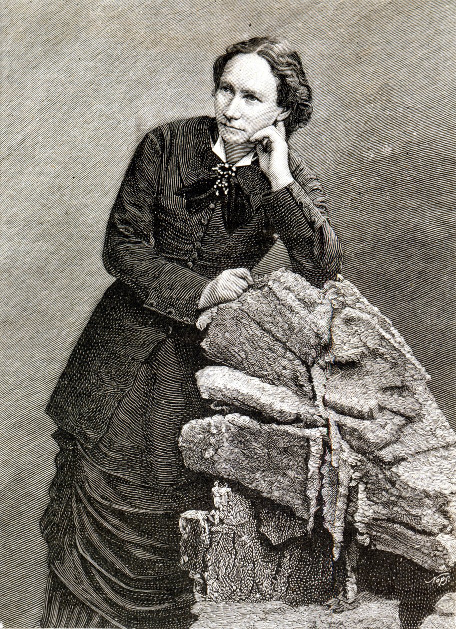 Porträtt av Louise Michel (1830 - 1905) under hennes deportation till Nouméa, Nya Kaledonien. 1873-1880. Gravyr. av Unknown artist
