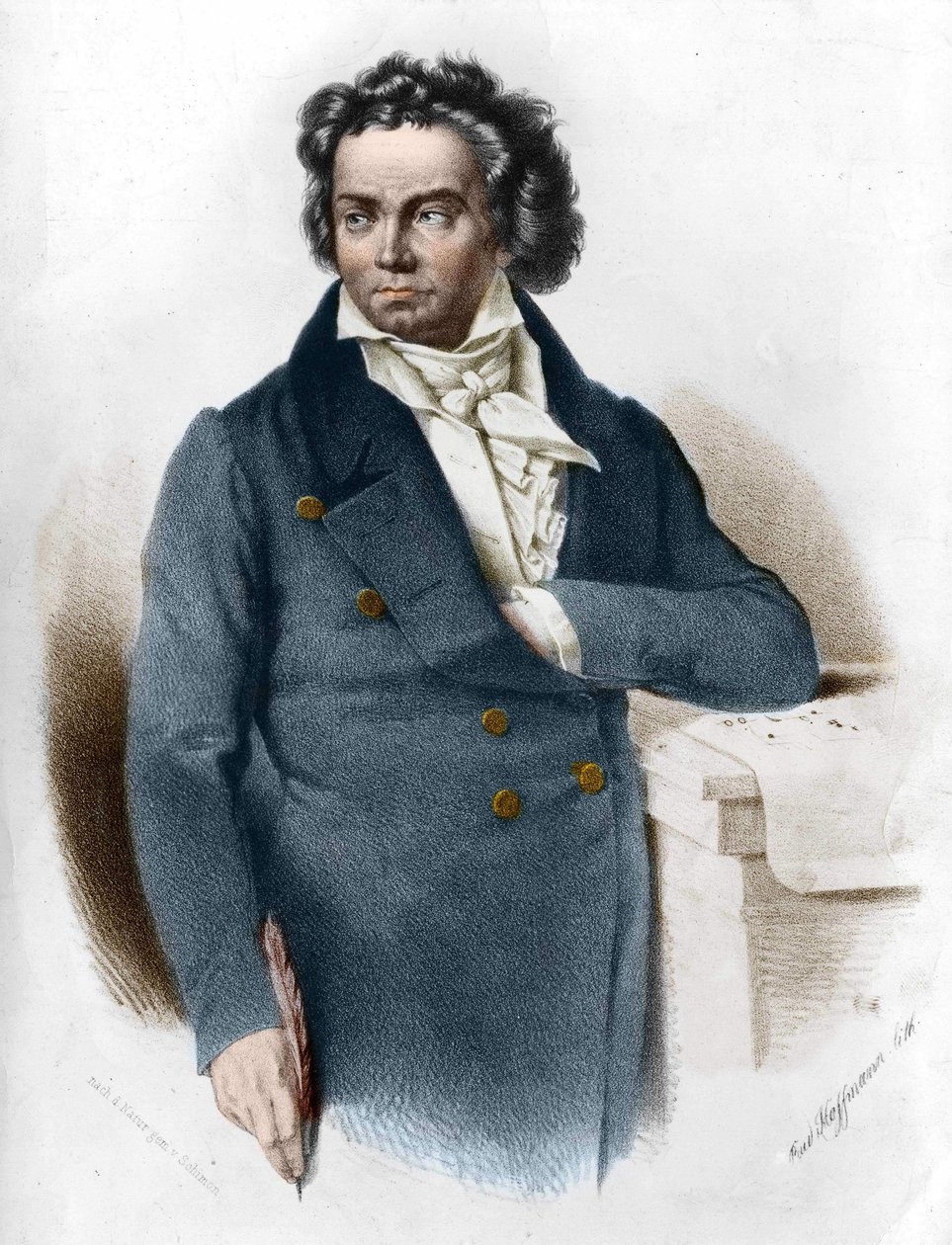 Porträtt av Ludwig van Beethoven (1770 - 1827) gravyr från 1800-talet av Unknown artist