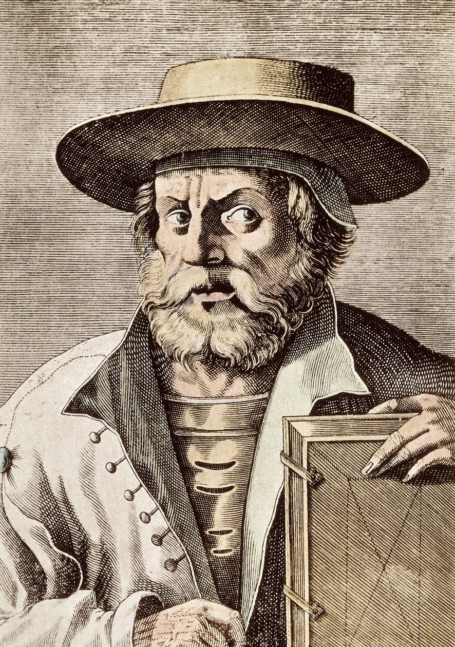 Porträtt av Manuel (eller Emmanuel) Chrysoloras (ca 1355-1415), grekisk vetenskapsman på 1300-talet. gravyr från 1682. av Unknown artist
