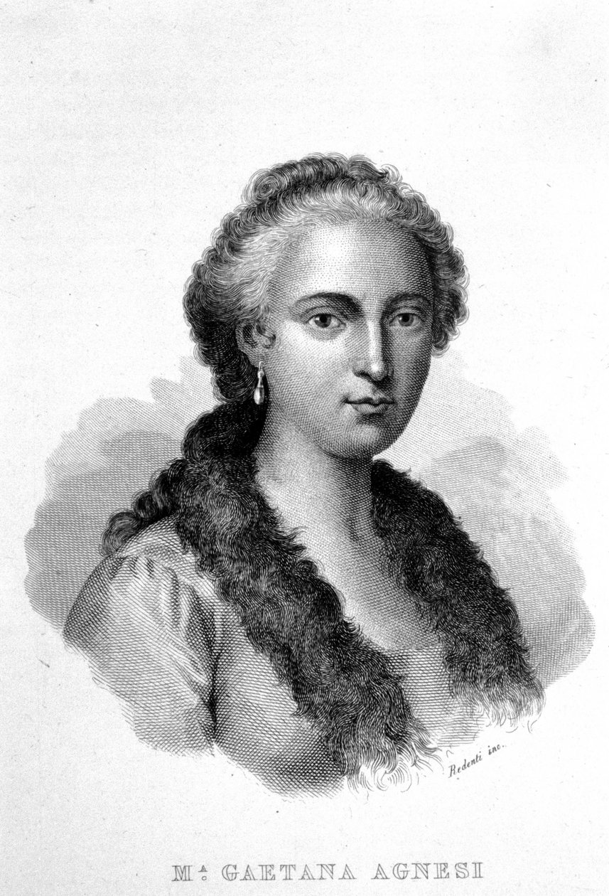 Porträtt av Maria Gaetana AGNESI (1718-1799). Italiensk vetenskaplig polyglot filosof. av Unknown artist