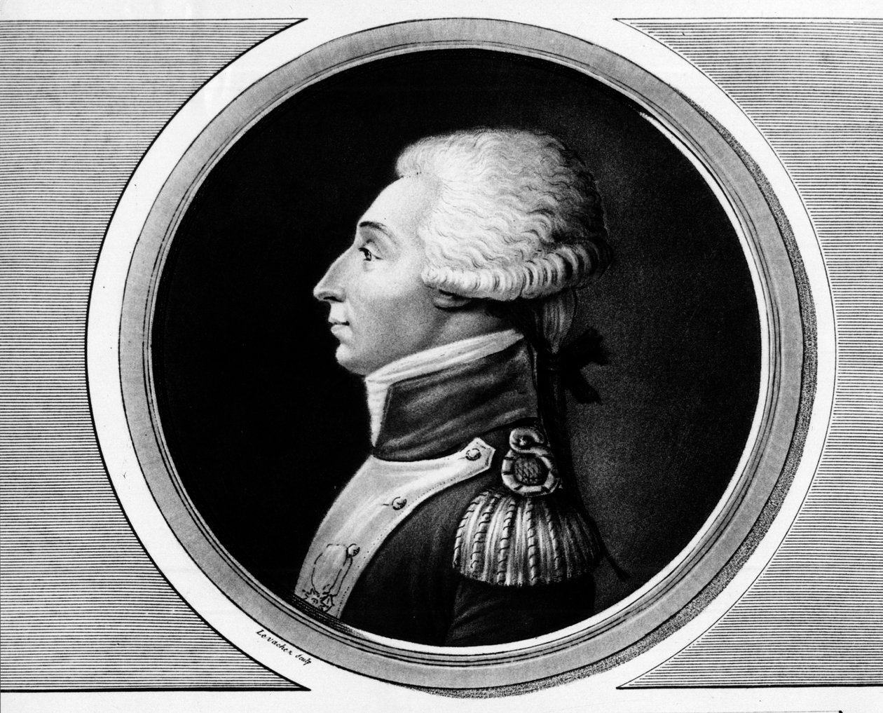 Porträtt av Marie Gilbert Mottier, Marquis de La Fayette ((Lafayette av Unknown artist