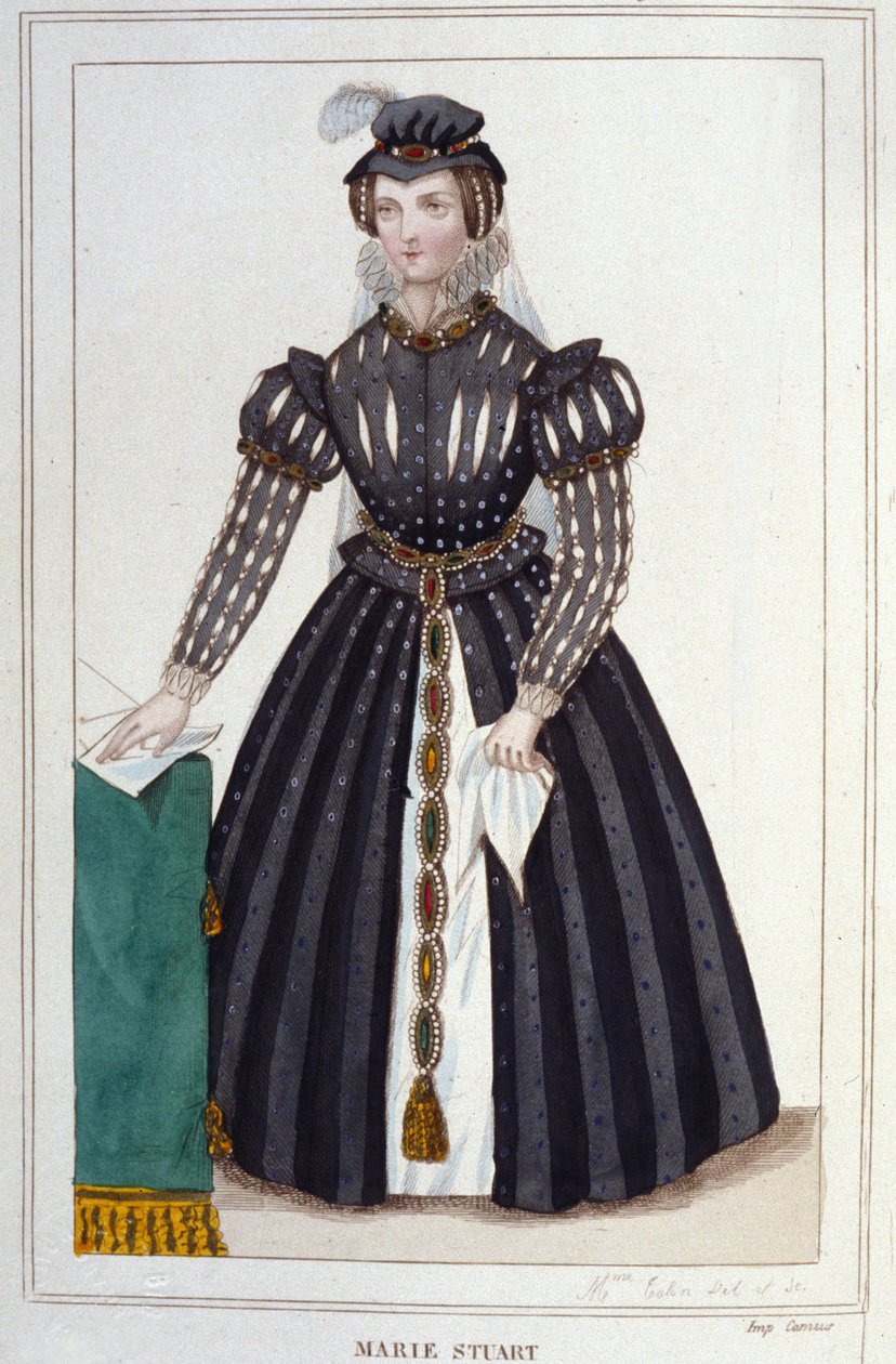 Porträtt av Marie Stuart (1542 - 1587) Gravyr från 1830 av Unknown artist