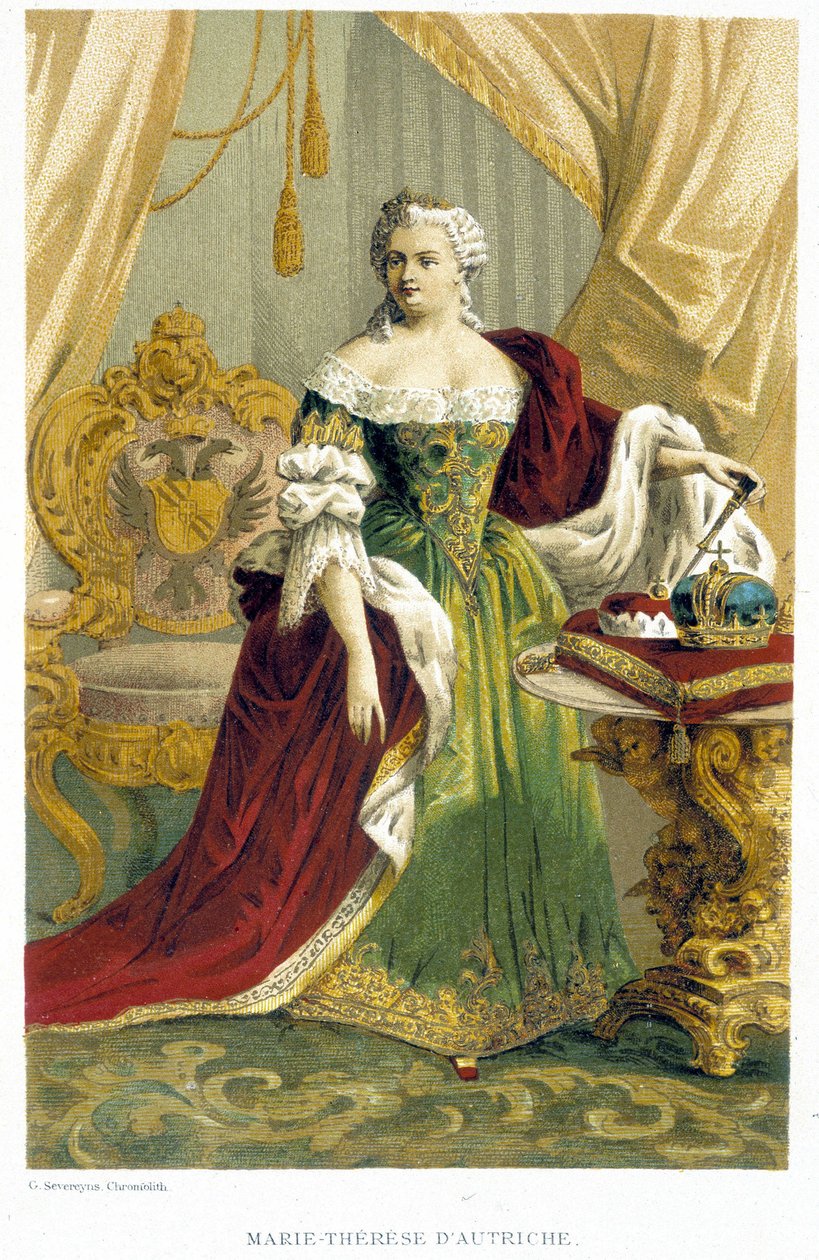 Porträtt av Marie Therese av Österrike (1717-1780). 1800-talets kromolitografi. av Unknown artist