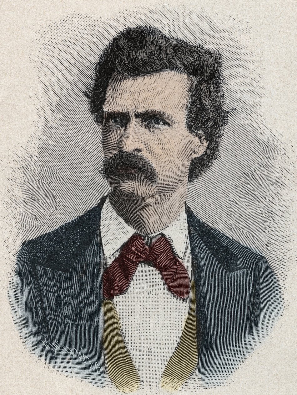 Porträtt av Mark Twain (Samuel Langhorne Clemens av Unknown artist