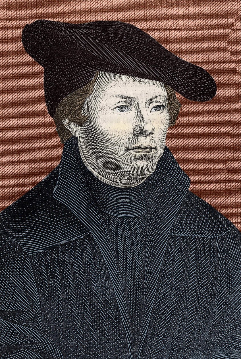 Porträtt av Martin Luther (1483 - 1546) tysk religiös reformator - gravyr av Unknown artist