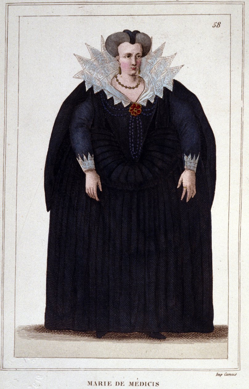 Porträtt av Maria av Medici (1573 - 1642), fru till Henrik IV och mor till Ludvig XIII. Gravyr från 1830 av Unknown artist