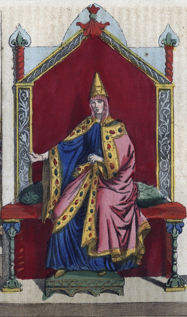 Porträtt av Matilda av Toscana även känd som Matilda av Canoss (Matilde eller Mathilda) (1046 - 1115) Italiensk adelsdam - gravyr från "" Seder och traditioner för alla folk i universum. Det är historien om regeringen, lagarna, milisen, religionen av Unknown artist