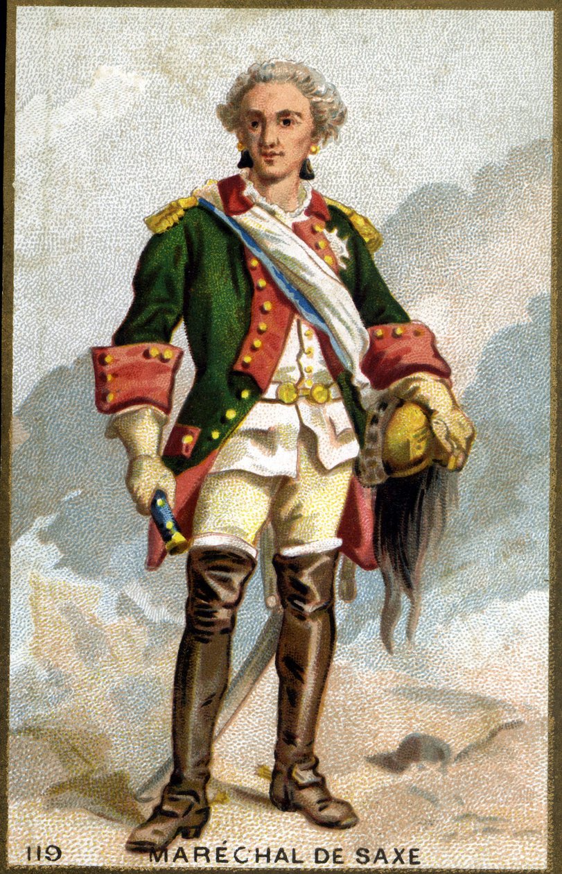 Porträtt av Maurice, greve av Sachsen känd som marskalken av Sachsen (1696 - 1750), marskalk av Frankrike. Kromolitografi av 1800-talet. av Unknown artist