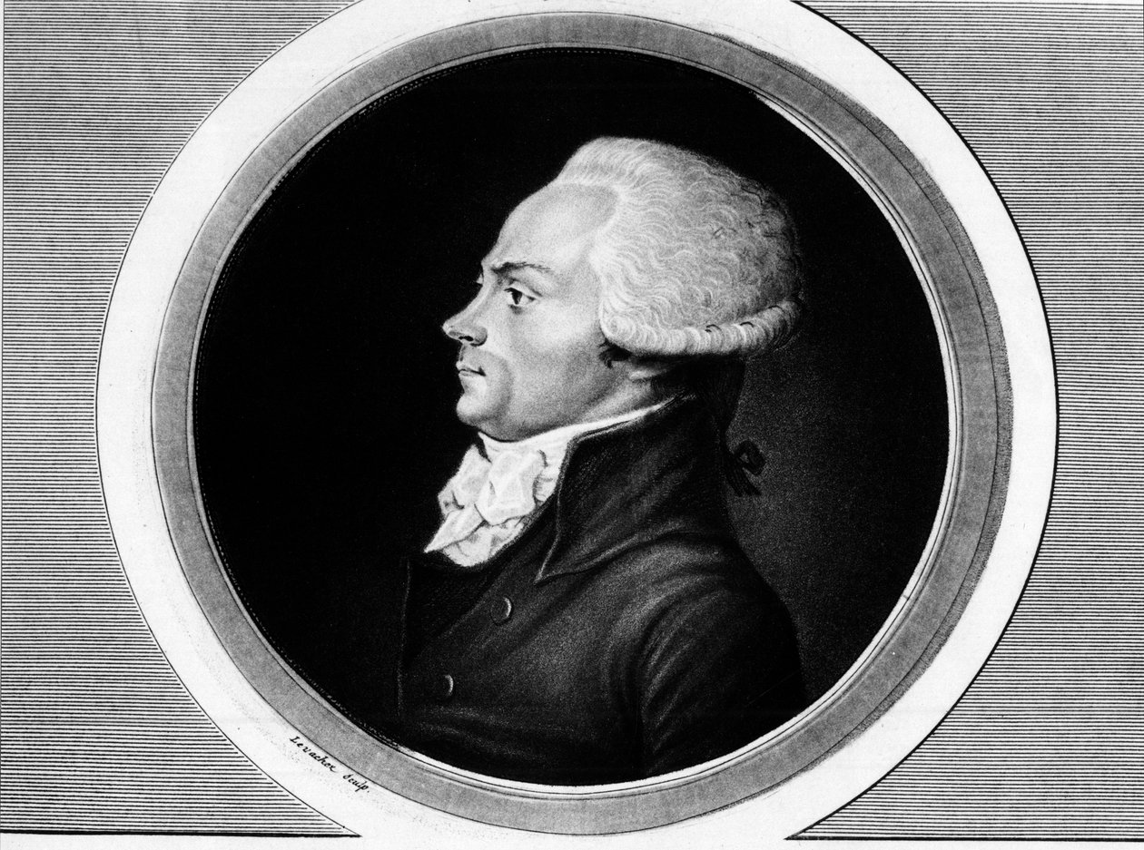 Porträtt av Maximilian av Robespierre (1758-1794), medlem av generalstaterna och deputerad av Paris vid Nationalkonventet. i ""Fullständig samling av historiska bilder av den franska revolutionen, i tre volymer."" 1804. av Unknown artist