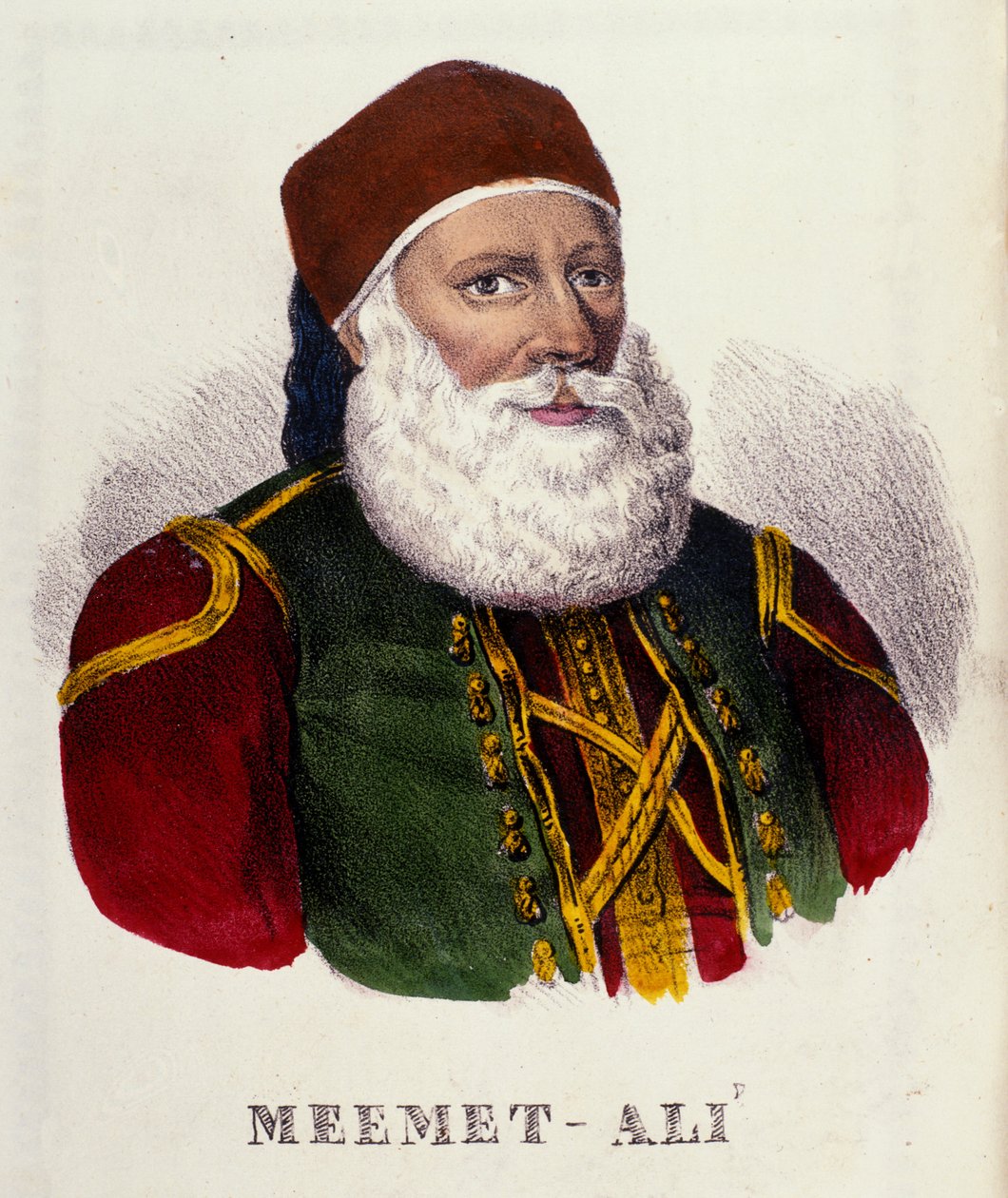 Porträtt av Mehemet Ali (eller Mehemet-Ali) (1769-1849), vice kung av Egypten 1803. Gravyr från 1800-talet av Unknown artist