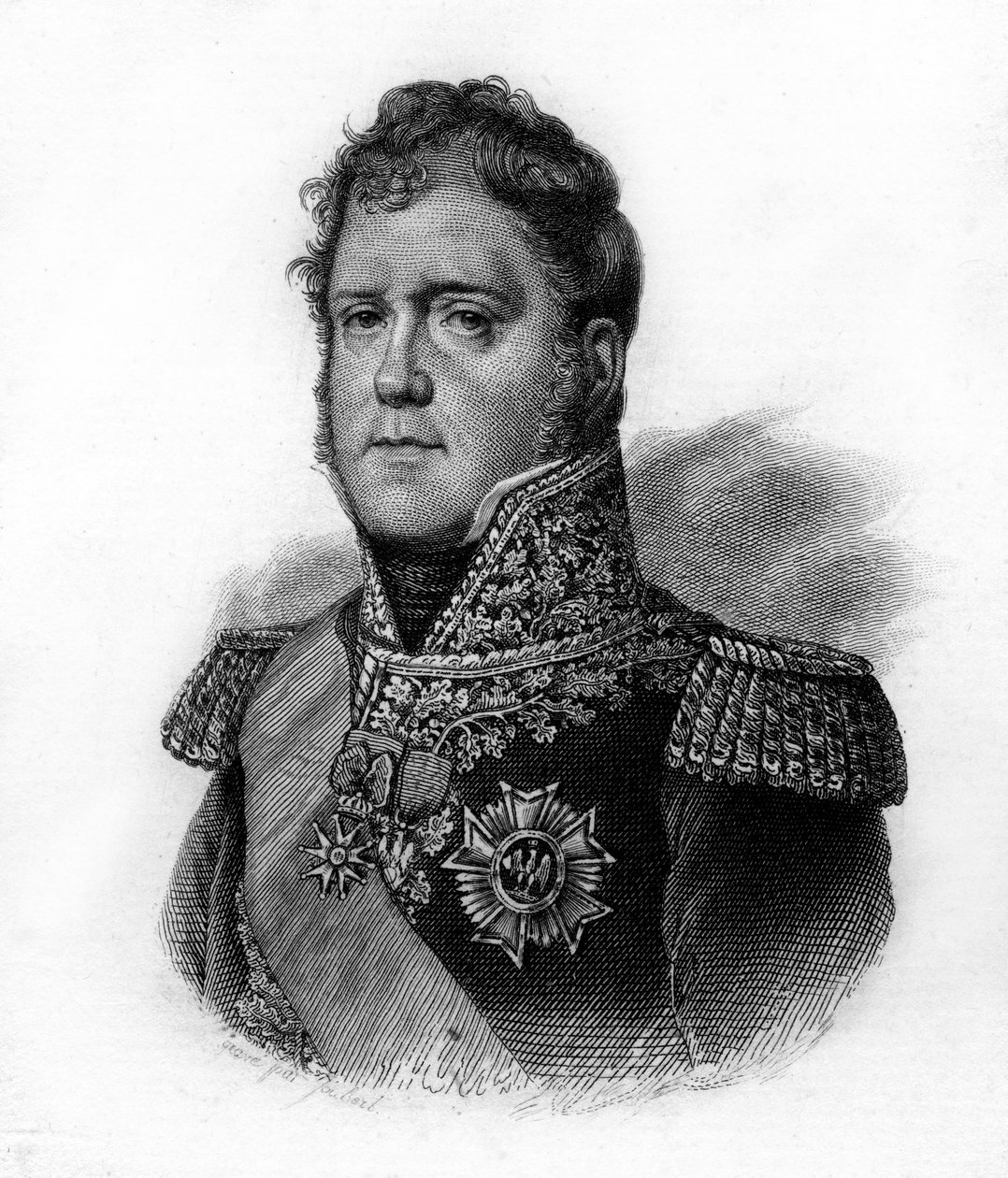 Porträtt av Michel Ney (1769-1815), hertig av Elchingen, prins av Moskova, marskalk av Frankrike, gravyr från 1800-talet av Unknown artist