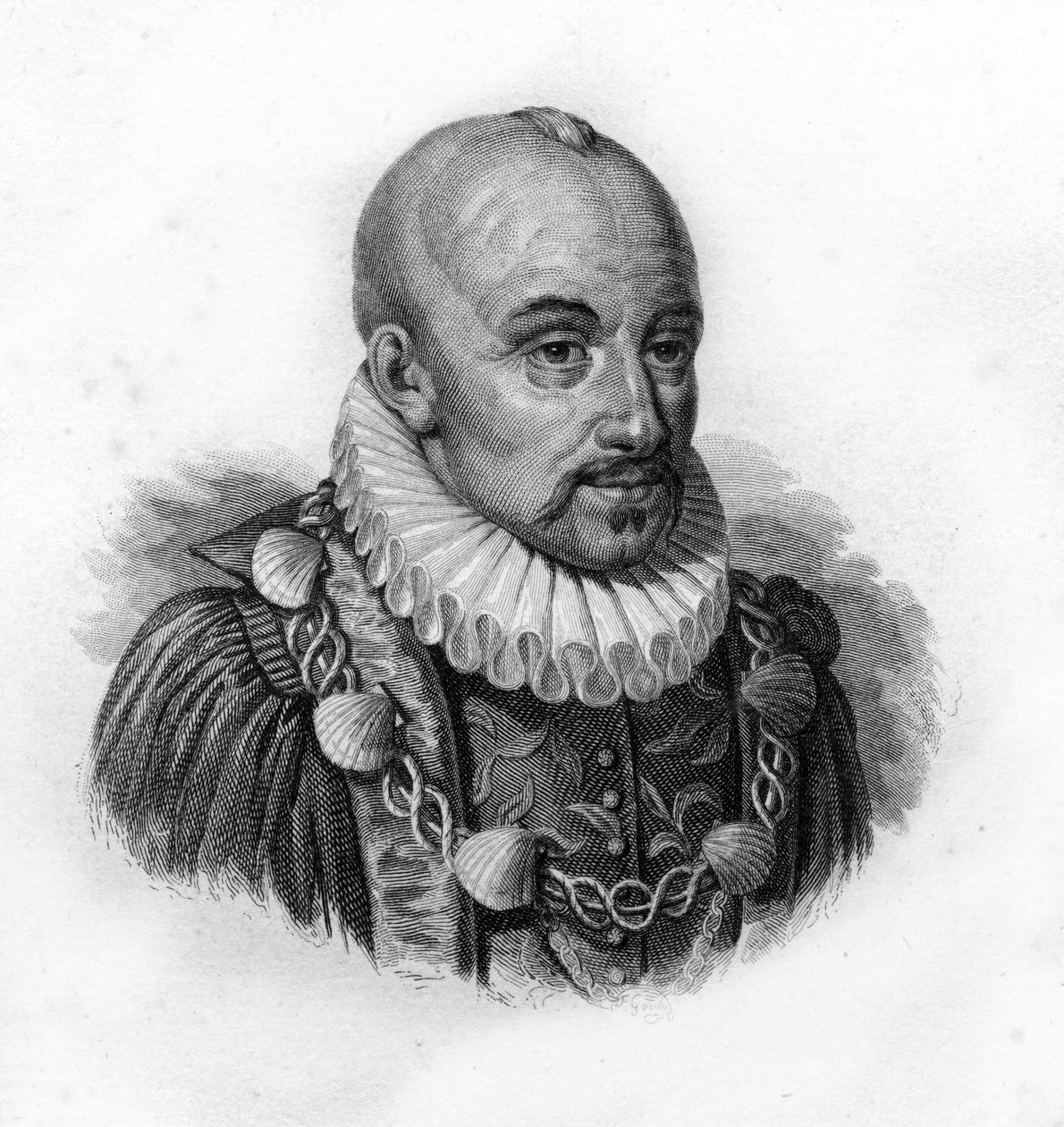 Porträtt av Michel de Montaigne, gravyr från 1800-talet av Unknown artist