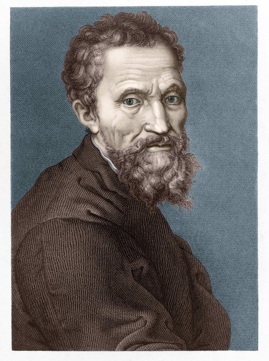 Porträtt av Michelangelo Buonarroti dit Michelangelo (Michelangelo eller Michel Ange av Unknown artist