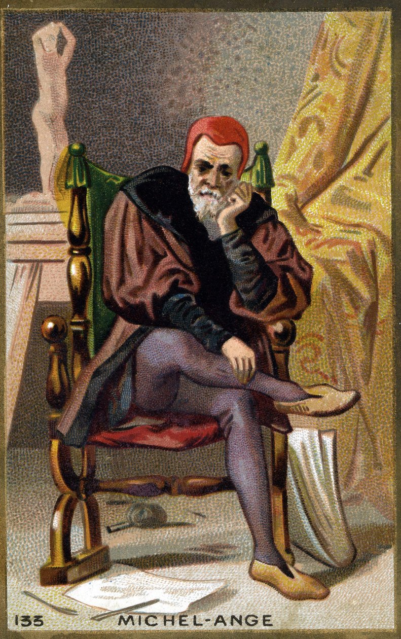 Porträtt av Michelangelo Buonarroti dit Michelangelo (Michelangelo eller Michel Ange av Unknown artist