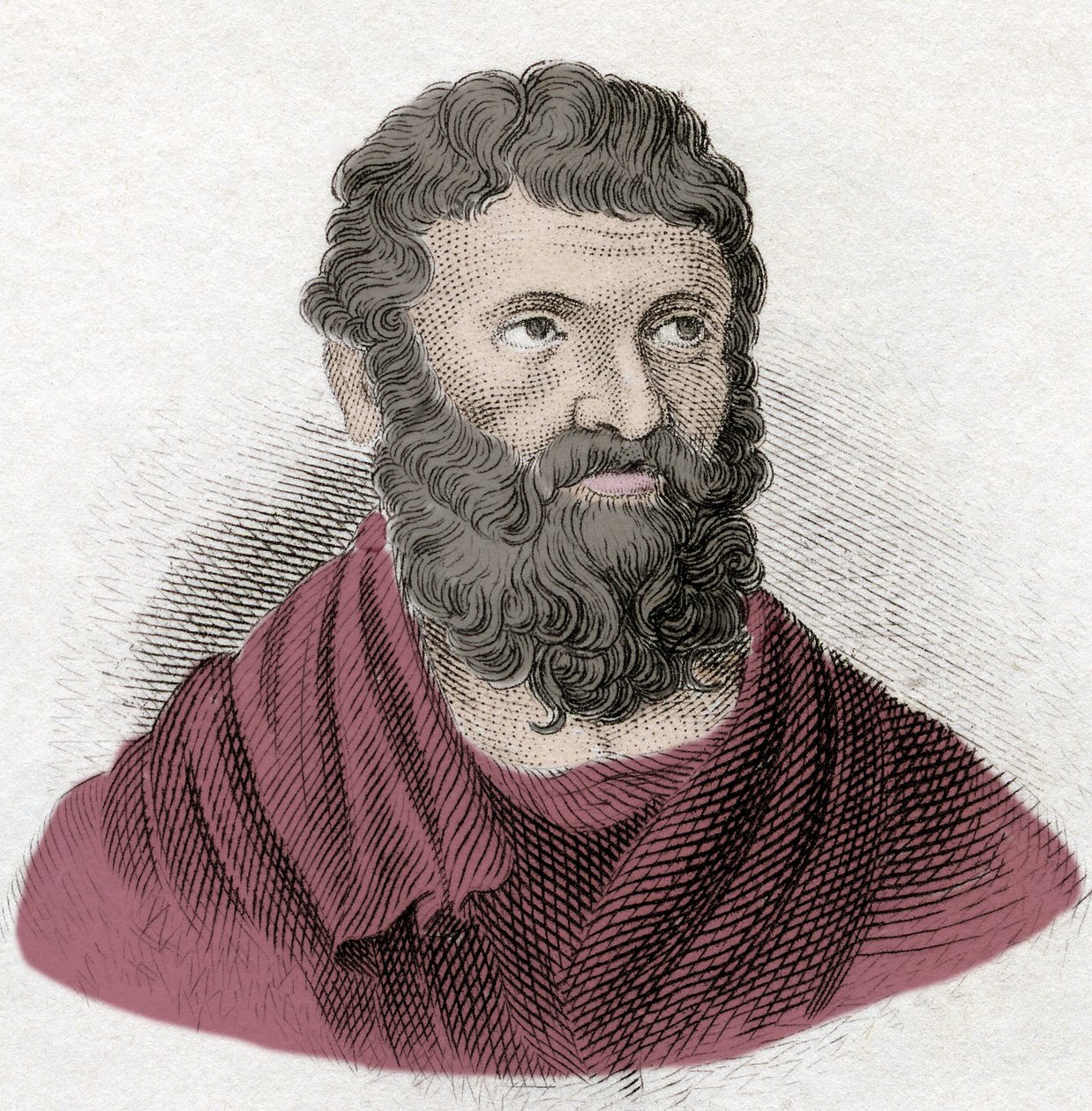Porträtt av Miltiad (Miltiades) den unga (540-489 f.Kr.), atensk strategi och tyrann av Chersonese av Thrakien. Gravyr av 1800-talet. av Unknown artist