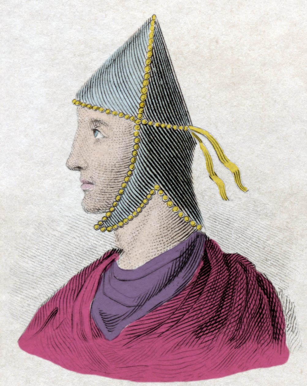 Porträtt av Mithridate VI Eupator kallad den store (v.132-63 f.Kr.), kung av bron. (Mitridate, re di Ponto) Gravyr från 1800-talet. av Unknown artist