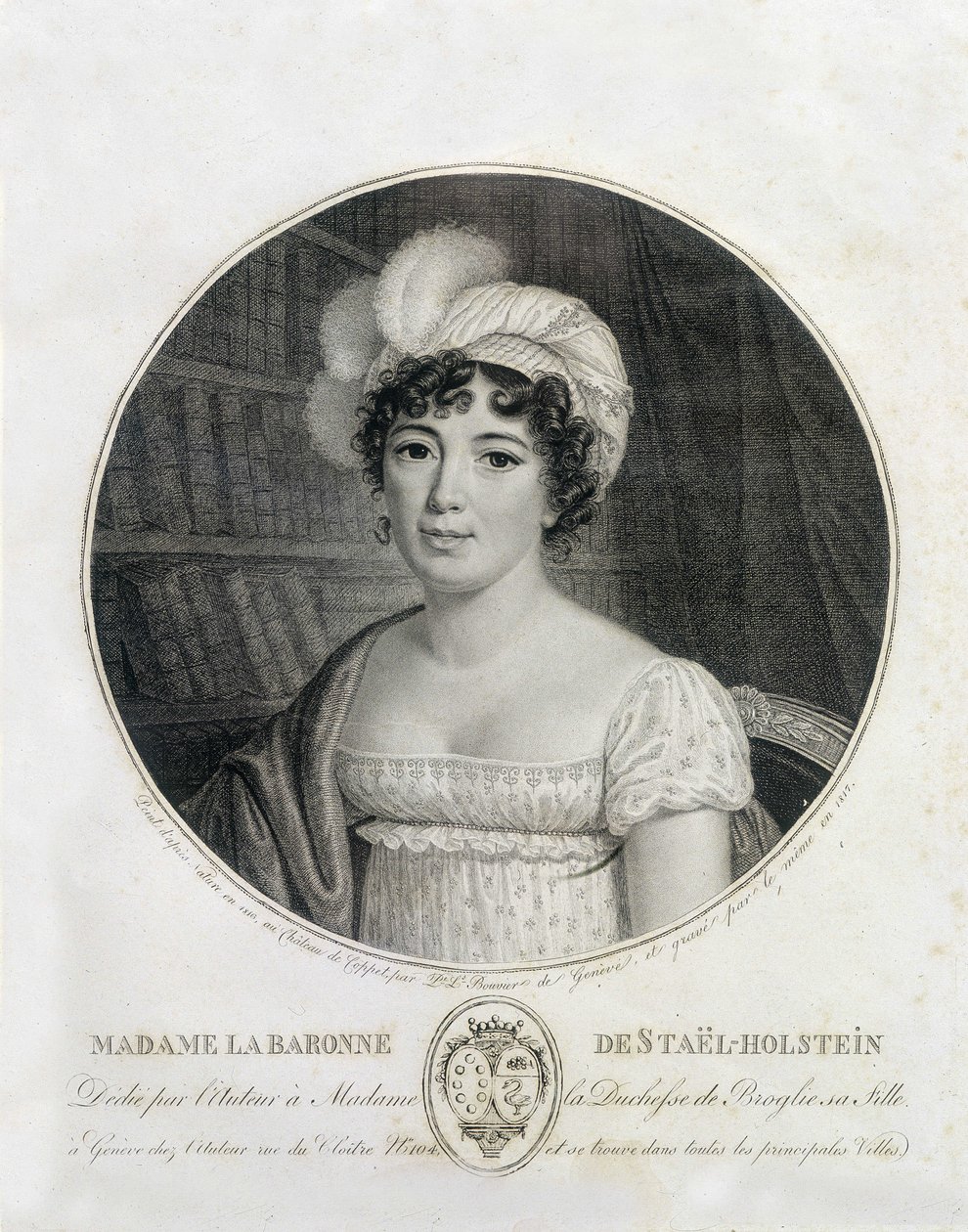 Porträtt av Madame de Staël - gravyr av Unknown artist