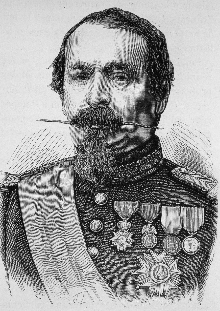 Porträtt av Napoleon III (1808 - 1873). Gravyr från slutet av 1800-talet i "Histoire de France"" av H. Martin. av Unknown artist
